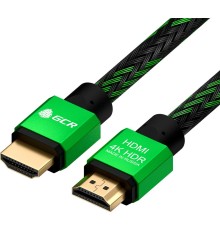 GCR Кабель 1.5m HDMI 2.0, BICOLOR нейлон, AL корпус зеленый, HDR 4:2:2, Ultra HD, 4K 60 fps 60Hz/5K*30Hz, 3D, AUDIO, 18.0 Гбит/с, 28AWG. GCR-52161