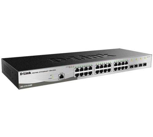 коммутатор D-Link Управляемый L2 коммутатор, 24x1000Base-T, 4x1000Base-X SFP, защита от статического электричества до 6 кВ, CLI, консольный порт RJ-45, RPS, поддержка Dying Gasp, мониторинг статуса питания комму