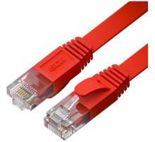 GCR Патч-корд PROF плоский прямой 20.0m, UTP медь кат.6, красный, 30 AWG, ethernet high speed 10 Гбит/с, RJ45, T568B, GCR-52863
