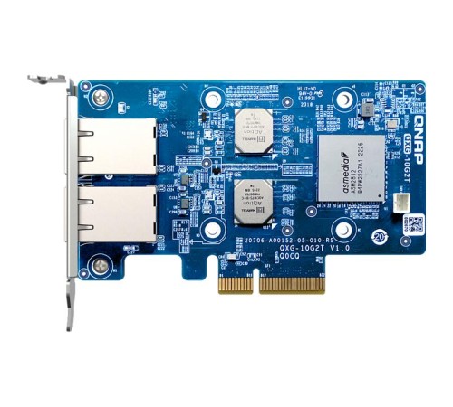 Сетевая карта/ QNAP QXG-10G2T Dual-port BASET 10GbE network expansion card; low-profile form factor; PCIe Gen3 x4