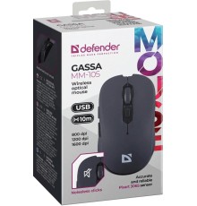 Беспроводная оптическая мышь Defender 52105 Gassa MM-105 черный,6D,800-1600dpi,бесшумн