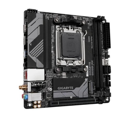Материнская плата GIGABYTE B650I AX, AM5, B650, 2*DDR5, 2*SATA, 1*M.2, 3*USB 3.2, 3*USB 2.0, 1*PCIx16, DP+HDMI, mITX