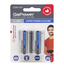 Батарейка/ Батарейка GoPower LR14 C BL2 Alkaline 1.5V (2/12/192) блистер (2 шт.)