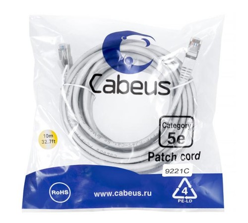 Патч-корд Патч-корд Cabeus PC-FTP-RJ45-Cat.5e-10m FTP, кат. 5е, 10м, экранированный, серый Патч-корд Патч-корд Cabeus PC-FTP-RJ45-Cat.5e-10m FTP, кат. 5е, 10м, экранированный, серый