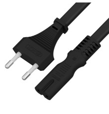 GCR Кабель питания 2.0m, CEE 7/16 / IEC C7, черный, 2*0,5mm, GCR-54294