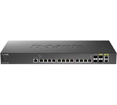 Коммутатор/ DXS-1210-16TC Smart L2+ Switch 12x10GBase-T, 2x10GBase-X SFP+, 2xCombo 10GBase-T/SFP+, CLI, RJ45 Console