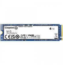 Твердотельный накопитель/ Kingston SSD NV3, 4000GB, M.2(22x80mm), NVMe, PCIe 4.0 x4, R/W 6000/5000MB/s, TBW 1280, DWPD 0.3 (60 мес)