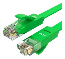 GCR Патч-корд PROF плоский прямой 7.5m, UTP медь кат.6, зеленый, 30 AWG, GCR-LNC625-7.5m, ethernet high speed 10 Гбит/с, RJ45, T568B