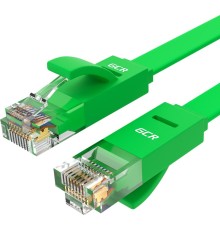 GCR Патч-корд PROF плоский прямой 7.5m, UTP медь кат.6, зеленый, 30 AWG, GCR-LNC625-7.5m, ethernet high speed 10 Гбит/с, RJ45, T568B