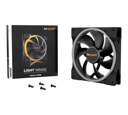 Кулер для корпуса/ Case Cooler be quiet! LIGHT WINGS 140mm PWM (140x140x25mm, 4-pin PWM, ARGB, 56CFM, 23.3dBA, 1500RPM, Black) Кулер для корпуса/ Case Cooler be quiet! LIGHT WINGS 140mm PWM (140x140x25mm, 4-pin PWM, ARGB, 56CFM, 23.3dBA, 1500RPM, Black)
