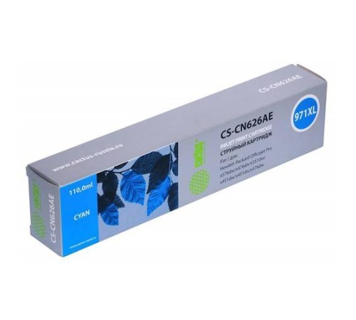 -/ Картридж струйный Cactus CS-CN626AE №971XL голубой (110мл) для HP DJ Pro X476dw/X576dw/X451dw