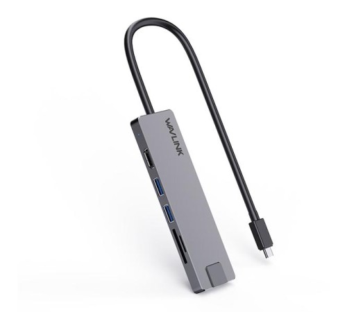 док-станция Docking Station WAVLINK USB-C  Travel Mini/100W PowerDelivery/ 1xUSB3.0/1xUSB2.0/1xHDMI 4K 60HZ/1xGigabit LAN/SD/Micro SD Card Reader