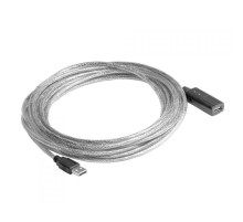 Greenconnect Удлинитель USB 2.0 с активным усилителем сигнала 7.5m  AM/AF, 26/24 AWG экран, армированный, морозостойкий, разъём для доп.питания, прозрачный