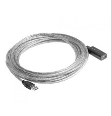 Greenconnect Удлинитель USB 2.0 с активным усилителем сигнала 7.5m  AM/AF, 26/24 AWG экран, армированный, морозостойкий, разъём для доп.питания, прозрачный