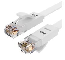 Greenconnect Патч-корд PROF плоский прямой 0.15m, UTP медь кат.6, белый, 30 AWG, ethernet high speed 10 Гбит/с, RJ45, T568B, GCR-51783
