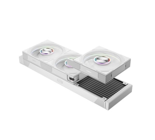 Система охлаждения/ Water Cooling System PCCooler DT360 ARGB Display WH (300W, 360mm, LED temp., White, ARGB/ Fans: 3x120mm, 83.83CFM, 3000RPM/ Pump height 62mm, 15dBA, 2600RPM, Rad thickness 27mm/ S: 1851, 1700, 1200, 115X, AM5, AM4)