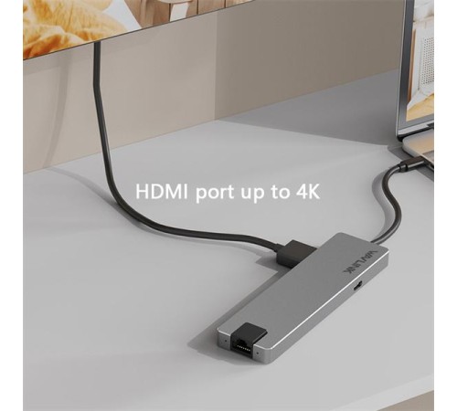 док-станция Docking Station WAVLINK USB-C  Travel Mini/100W PowerDelivery/ 1xUSB3.0/1xUSB2.0/1xHDMI 4K 60HZ/1xGigabit LAN/SD/Micro SD Card Reader