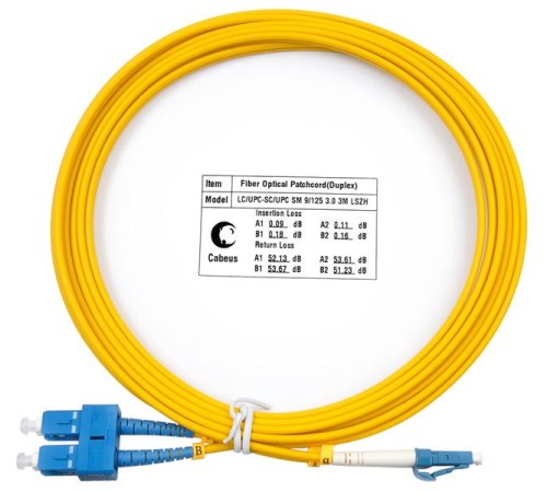 Шнур оптический duplex LC-SC 9/125 sm 3м LSZH Cabeus FOP(d)-9-LC-SC-3m Шнур оптический duplex LC-SC 9/125 sm 3м LSZH Cabeus FOP(d)-9-LC-SC-3m