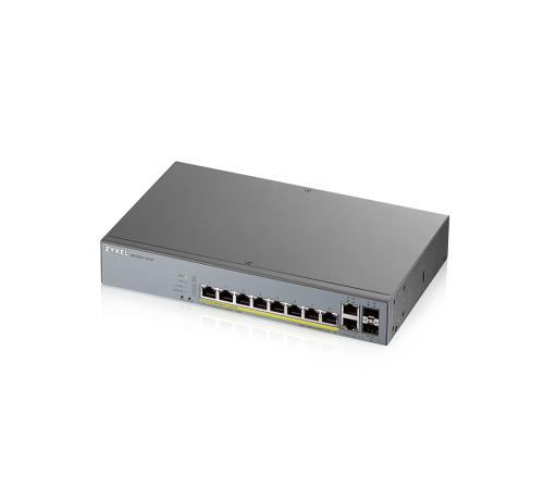 Коммутатор/ ZYXEL GS1350-12HP L2 PoE + switch for IP cameras, 10xGE (8xPoE +), 2xSFP, PoE budget 130 W, power transmission distance up to 250 m, auto-reloading of PoE ports, increased overvoltage and electrostatic discharge protection