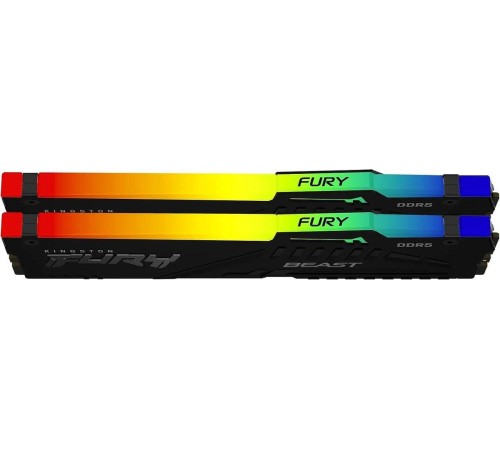 Память оперативная/ Kingston 64GB 5600MT/s DDR5 CL40 DIMM (Kit of 2) FURY Beast RGB XMP Память оперативная/ Kingston 64GB 5600MT/s DDR5 CL40 DIMM (Kit of 2) FURY Beast RGB XMP