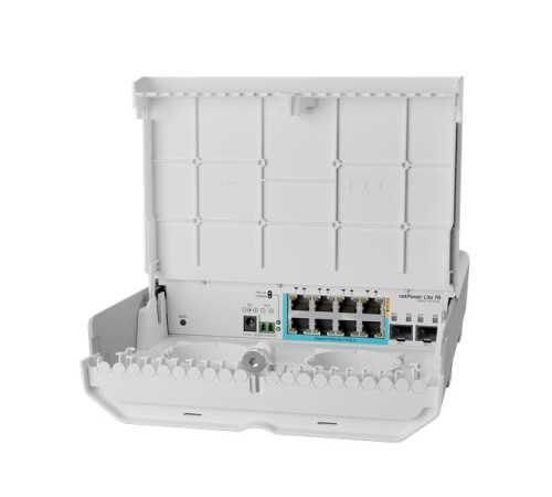 Уличный коммутатор MikroTik netPower Lite 7R with 8 x Gigabit Ethernet ports (7 with Reverse POE-in, 1 with PoE-OUT), 2 x SFP+ cages, SwitchOS, outdoor enclosure, mounting kit (power supply NOT included) Уличный коммутатор MikroTik netPower Lite 7R with 8 x Gigabit Ethernet ports (7 with Reverse POE-in, 1 with PoE-OUT), 2 x SFP+ cages, SwitchOS, outdoor enclosure, mounting kit (power supply NOT included)