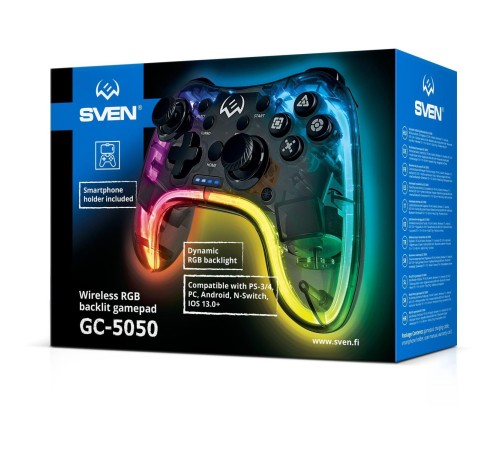 Беспроводной геймпад SVEN GC-5050 (14 кл. 2 стика, D-pad, PS4/PS3/NS/PC/Android/iOS, RGB) Беспроводной геймпад SVEN GC-5050 (14 кл. 2 стика, D-pad, PS4/PS3/NS/PC/Android/iOS, RGB)