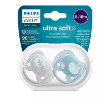 Пустышка ultra soft, птичка/листочки, 6-18 мес., 2 шт.