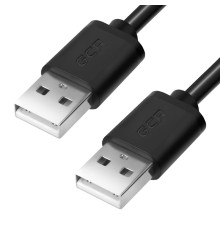 GCR Кабель 0.3m USB 2.0, AM/AM, черный, 28/28 AWG, экран, армированный, морозостойкий