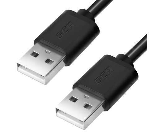 GCR Кабель 0.3m USB 2.0, AM/AM, черный, 28/28 AWG, экран, армированный, морозостойкий