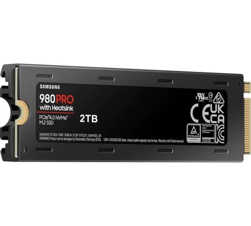Твердотельные накопители/ Samsung SSD 980 PRO, 2000GB, M.2(22x80mm), NVMe 1.3c, PCIe 4.0 x4, 3-bit MLC, R/W 7000/5000MB/s, IOPs 1 000 000/1 000 000, DRAM buffer 2048MB, TBW 1200, DWPD 0.33, with Heatsink (12 мес.)