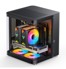 Корпус без блока питания/ Case JONSBO TK-1 Black 2.0, Mini-Tower, no fan, 1xUSB-A 3.2 + 1xUSB-C 3.2, mATX, mITX Black