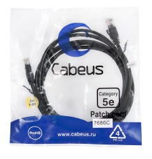 Патч-корд Cabeus PC-UTP-RJ45-Cat.5e-3m-BK Патч-корд U/UTP, категория 5е, 2xRJ45/8p8c, неэкранированный, черный, PVC, 3м
