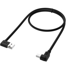 Greenconnect Кабель 1.0m USB 2.0, AM угловой/BM угловой, черный, 28/28 AWG, экран, армированный, морозостойкий, GCR-AUPC5AM-BB2S-1.0m