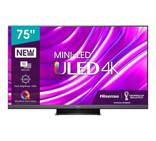 Телевизор Mini LED 75'' Hisense/ 75", Ultra HD, Mini LED, 120Гц, Smart TV (ОС VIDAA U6), Wi-Fi, PCI 3000, DVB-T2/T/C/S2/S, HDR 10+, Dolby Vision, Dolby Atmos, Bluetooth, 4*10W+20W+2*5W, CI+(1.4), 4хHDMI, 2хUSB, Works with Alexa, Alexa Built-in, GA, V Телевизор Mini LED 75'' Hisense/ 75", Ultra HD, Mini LED, 120Гц, Smart TV (ОС VIDAA U6), Wi-Fi, PCI 3000, DVB-T2/T/C/S2/S, HDR 10+, Dolby Vision, Dolby Atmos, Bluetooth, 4*10W+20W+2*5W, CI+(1.4), 4хHDMI, 2хUSB, Works with Alexa, Alexa Built-in, GA, V