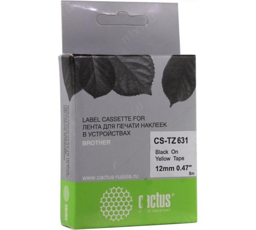 -/ Картридж ленточный Cactus CS-TZ631 TZe-631 черный для Brother 1010/1260VP/1830VP/9700PC