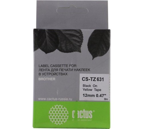 -/ Картридж ленточный Cactus CS-TZ631 TZe-631 черный для Brother 1010/1260VP/1830VP/9700PC