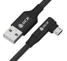 GCR Кабель PREMIUM 0.7m USB AM/microB угловой правый, черный, AL case серебро, 28/24 AWG
