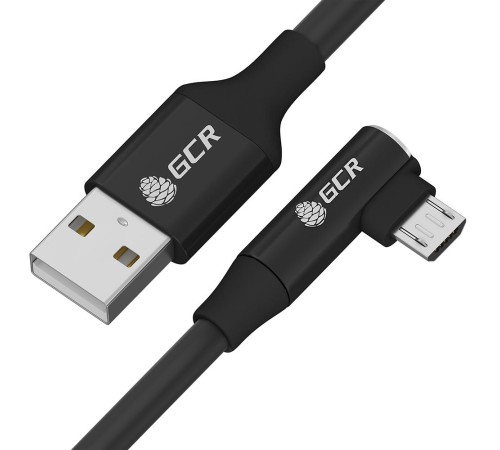 GCR Кабель PREMIUM 0.7m USB AM/microB угловой правый, черный, AL case серебро, 28/24 AWG GCR Кабель PREMIUM 0.7m USB AM/microB угловой правый, черный, AL case серебро, 28/24 AWG