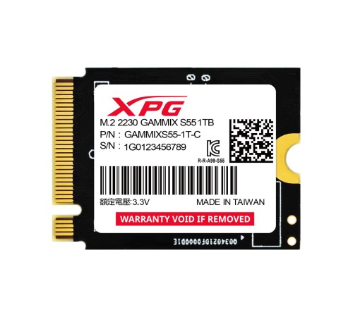 Твердотельный накопитель/ ADATA SSD GAMMIX S55, 1000GB, M.2(22x30mm), NVMe, PCIe 4.0 x4, 3D NAND, R/W 5000/3700MB/s, IOPs -/-, TBW 250, DWPD 0.1 (5 лет) Твердотельный накопитель/ ADATA SSD GAMMIX S55, 1000GB, M.2(22x30mm), NVMe, PCIe 4.0 x4, 3D NAND, R/W 5000/3700MB/s, IOPs -/-, TBW 250, DWPD 0.1 (5 лет)