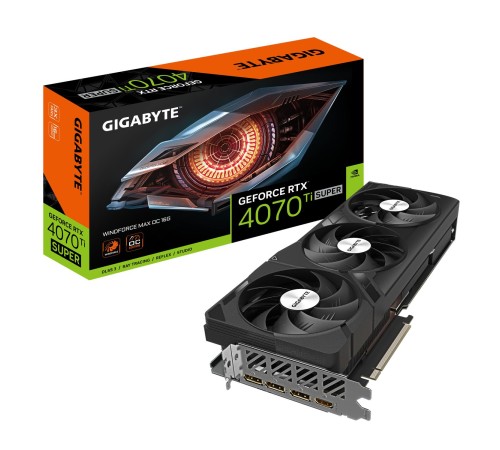 Видеокарта/ VGA GIGABYTE NVIDIA GeForce RTX 4070 TI SUPER WINDFORCE MAX OC 16G, GDDR6X/256-bit, PCIe 4.0, 1xHDMI 2.1a, 3xDP, 2.8-slot Видеокарта/ VGA GIGABYTE NVIDIA GeForce RTX 4070 TI SUPER WINDFORCE MAX OC 16G, GDDR6X/256-bit, PCIe 4.0, 1xHDMI 2.1a, 3xDP, 2.8-slot