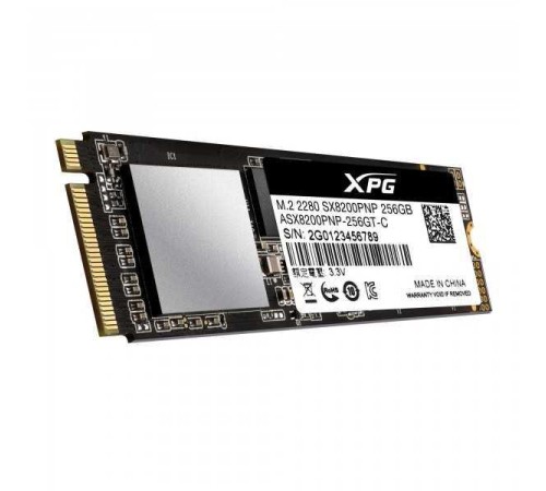 SSD накопитель ADATA XPG SX8200Pro ASX8200PNP-256GT-C  256Gb, M.2 2280, PCI-E x4, NVMe,  R3500/W3000 Мб/с  IOPs 390K/380K, TBW 160, DWPD 0.34, with Heat Spreader (5 лет)