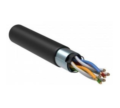 Кабель связи витая пара F/UTP кат. 5E 4x2х24AWG solid LSZH 305м черный