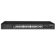 Коммутатор/ OSNOVO Управляемый L2 PoE коммутатор Gigabit Ethernet на 24 RJ45 PoE + 4 x GE Combo Uplink, до 30W на порт, суммарно до 400W