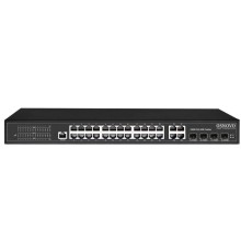 Коммутатор/ OSNOVO Управляемый L2 PoE коммутатор Gigabit Ethernet на 24 RJ45 PoE + 4 x GE Combo Uplink, до 30W на порт, суммарно до 400W