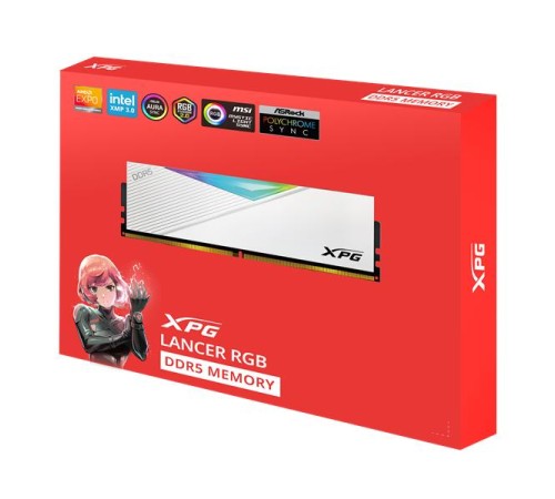 Оперативная память ADATA LANCER RGB DDR5 DIMM 32GB 7200MHz 2*16GB 34-46-46 1.4V WHITE DUAL COLOR BOX