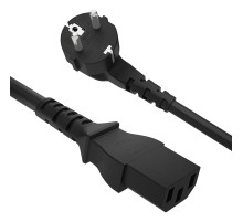 GCR Кабель питания 0.5m, Евровилка угловая - С13, GCR, 3*0,5mm, черный, GCR-54318