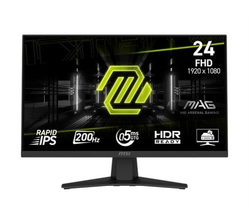 Монитор MSI MAG 244F 23,8" 16:9 FHD(1920x1080) Rapid IPS Flat,0,5ms(GTG),1000:1,100M:1,300nits,178/178,1xHDMI 2.0,1xDP 1.2, Tilt,VESA,200HZ,Black,1y war-ty