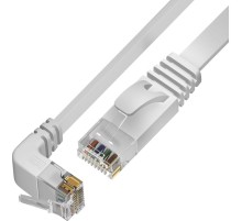 GCR Патч-корд PROF плоский 2.0m, UTP медь кат.6, белый, нижний угол, ethernet high speed 10 Гбит/с, RJ45, T568B