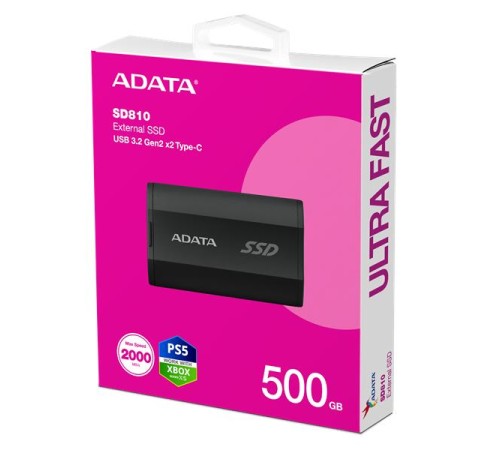 Внешний накопитель Внешний SSD 500GB USB 3.2 Gen 2x2 Type-C R2000/W2000MB/s 3D NAND COLOR BOX черный