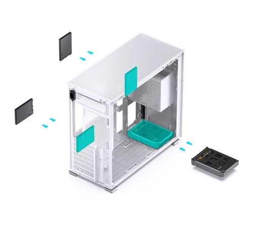 Корпус без блока питания/ Case JONSBO D41 MESH, Midi-Tower, TG, no fan, 1xUSB-A 3.2 + 1xUSB-C 3.2, ATX, mATX White
